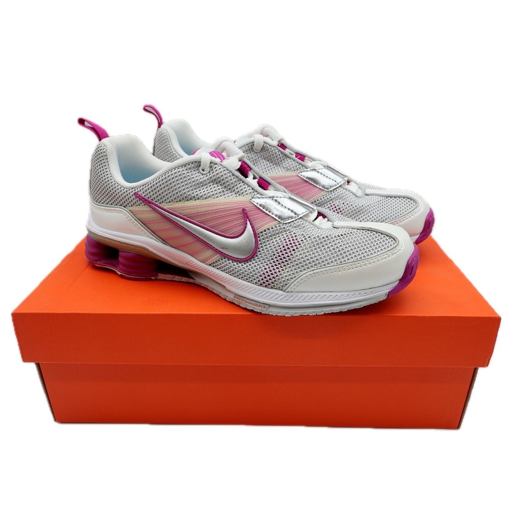 Nike Shox Zipsister+ II Womens 7 Running Shoes White Magenta Silver 366198-101
